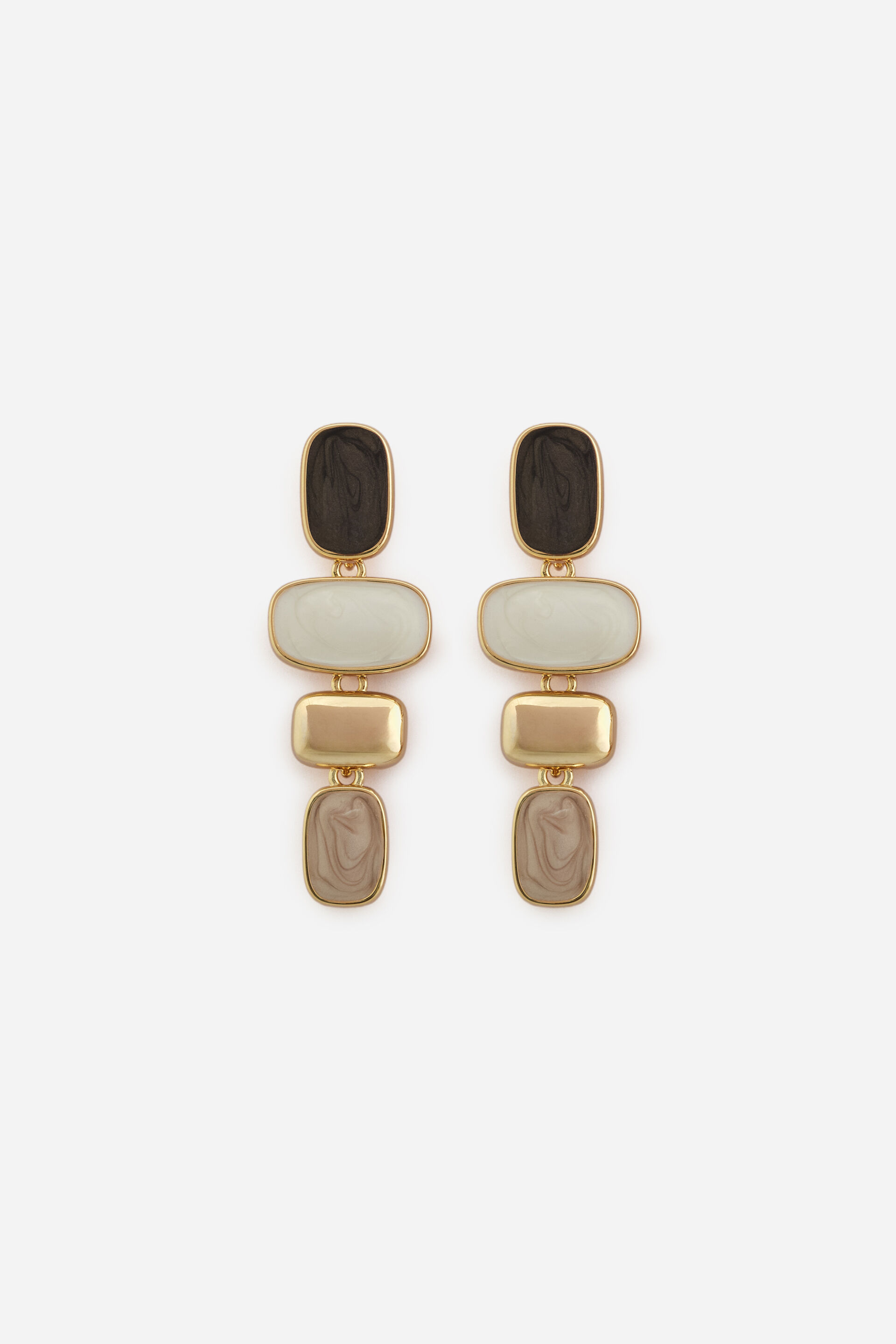 White Multi Stone Layered Earrings, , image 1